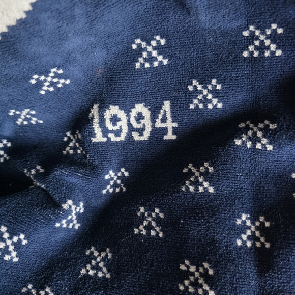 Vintage Neiman Marcus Navy and White Cotton Robe - Picture 3 of 5